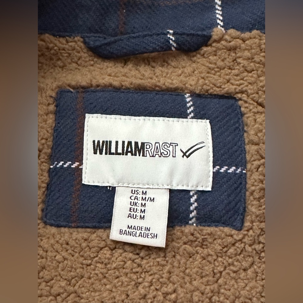 Outdoor William Rast Men's Navy / Blue Plaid Lined Fleece Jacket-M - Picture 7 of 11